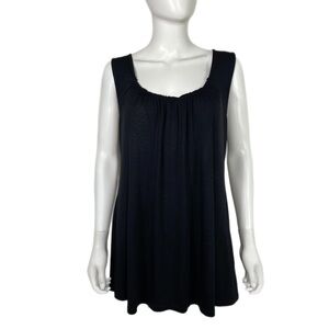Soft Surroundings Sleeveless Gathered Front Black Drapey Tunic Tank